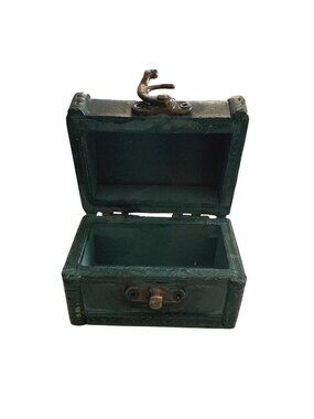 Small Green Hobby Lobby Decorative Wooden Box With Latch Closure & Hinged Lid